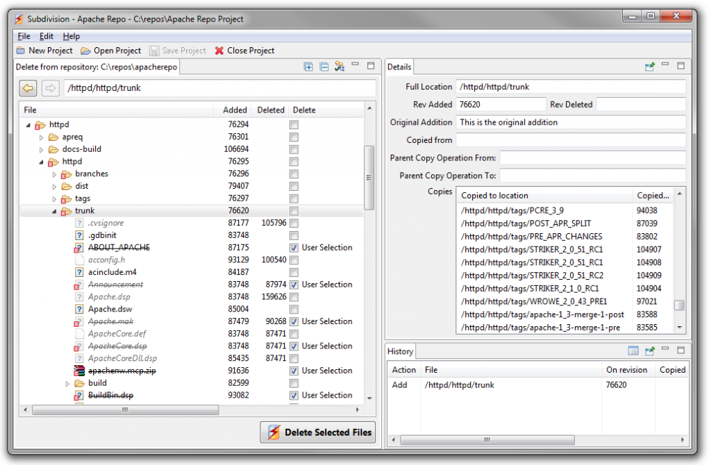 Subdivision: Delete files from your Subversion repository